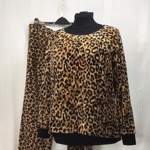 🐆 Faded Glory Leopard Print Soft Fleece Pajama Loungewear